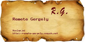 Remete Gergely névjegykártya